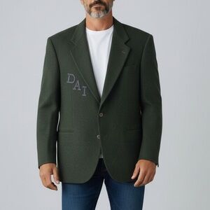 Vintage Wool Cashmere Blazer 40R Dark Green Made in Canada Quiet Luxury Academia